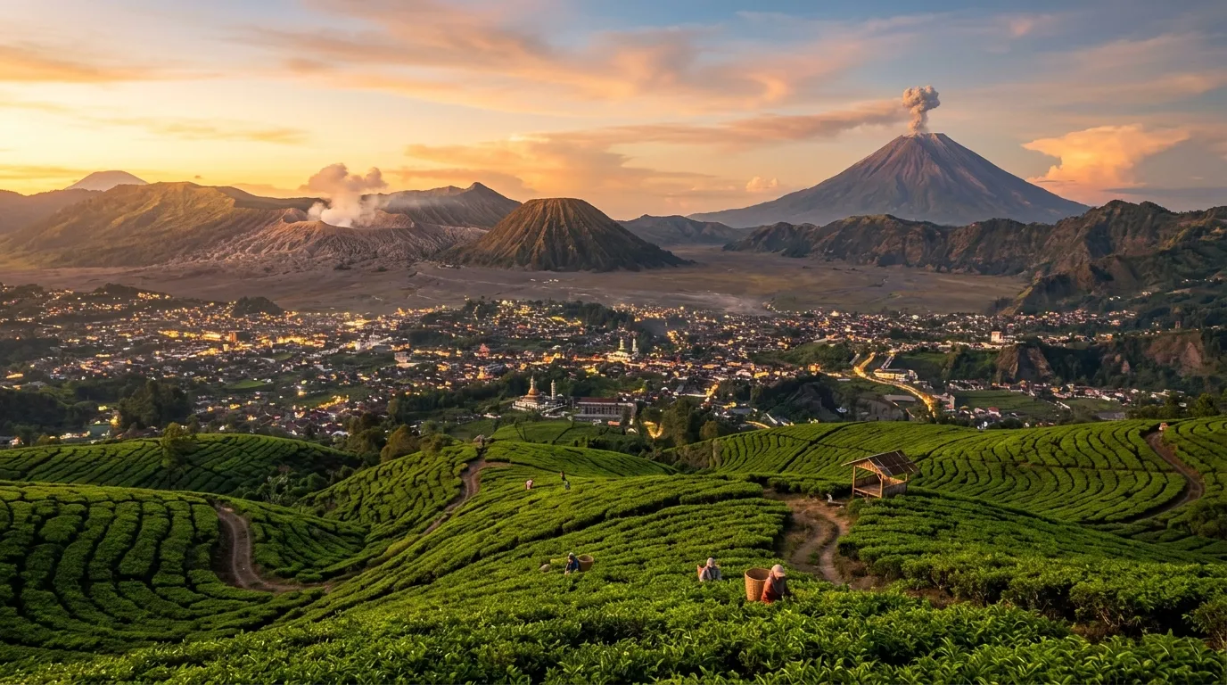 Pemandangan Kota Malang dengan latar pegunungan yang menjadi destinasi wisata favorit di Jawa Timur