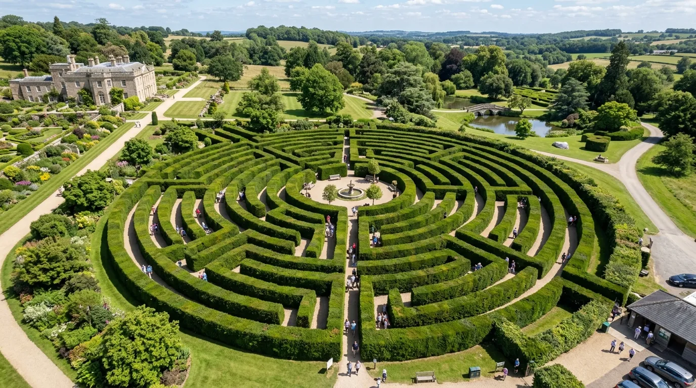 Maze Garden atau Taman Labirin di Coban Rondo Malang, wahana ikonik dengan labirin tanaman pagar hijau